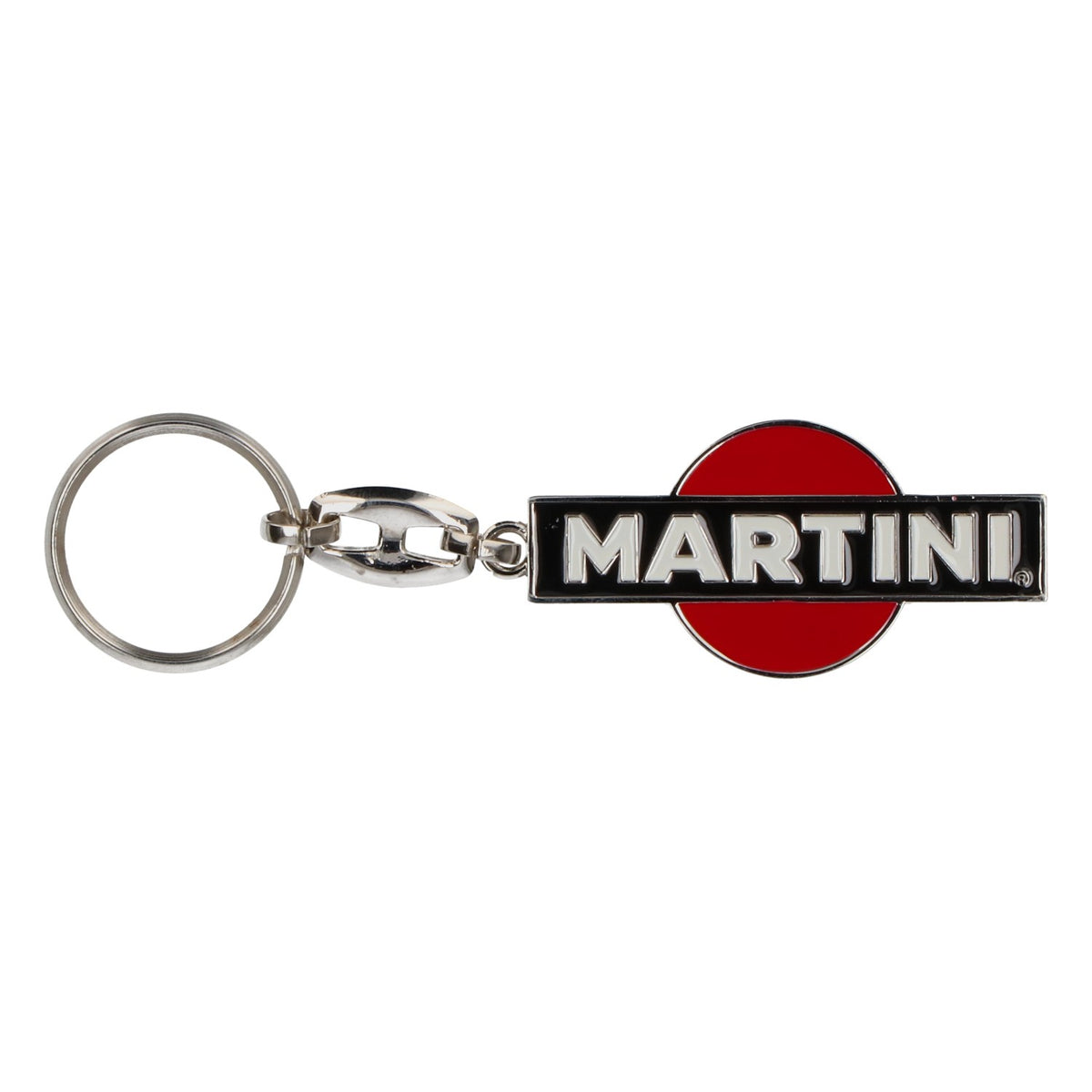 Portachiavi Martini Vermouth in metallo nero-rosso con scritta bianca