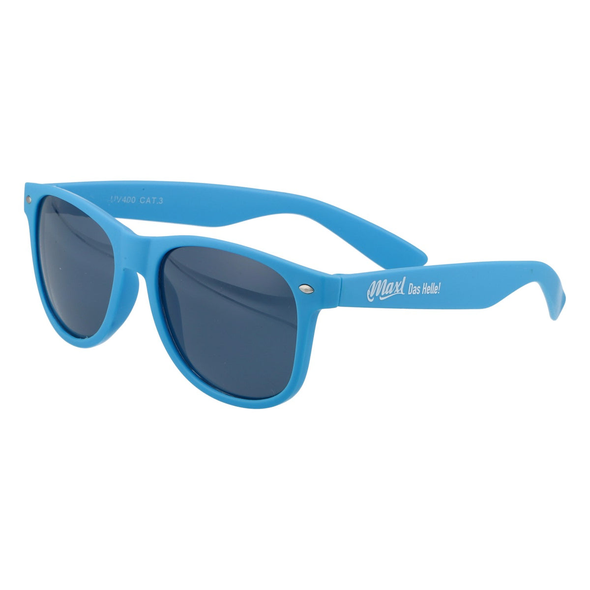 Occhiali da sole Maxlrainer da birra, blu, UV 400, montatura gommata, stile Wayfarer – Vista 2