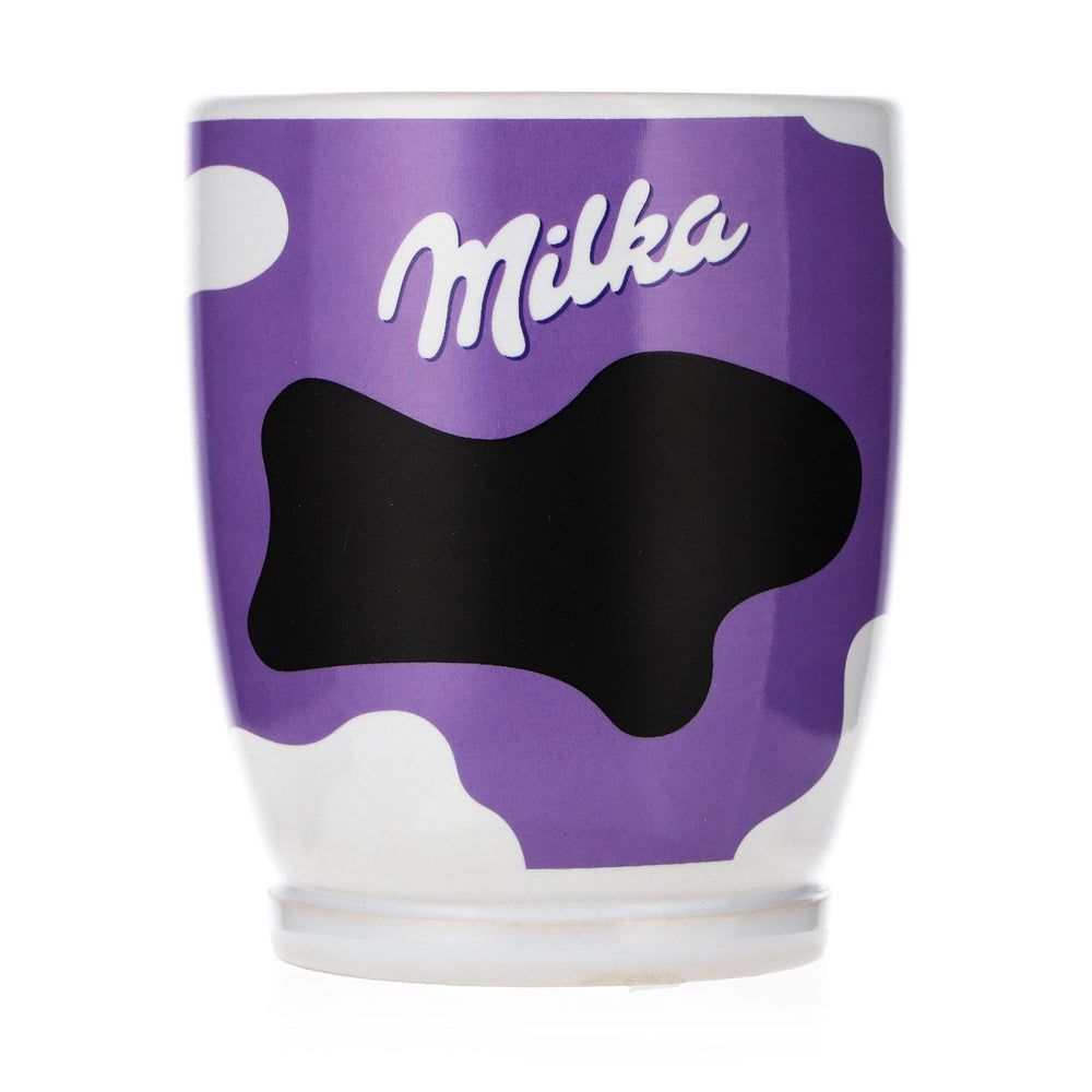 Milka, contenitore alimentare in vetro, personalizzabile con pennarello, motivo "macchie di mucca", 0,3 l, ceramica