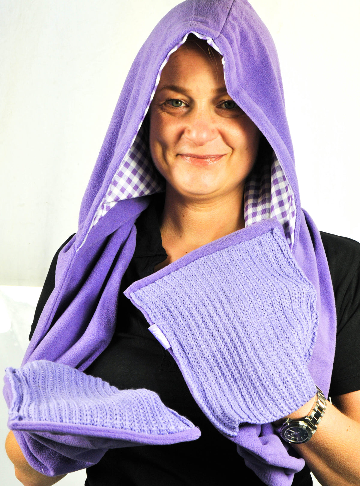 Cappello, sciarpa e guanti Milka in cioccolato Sciarpa con tasca Tre in uno – Vista 3