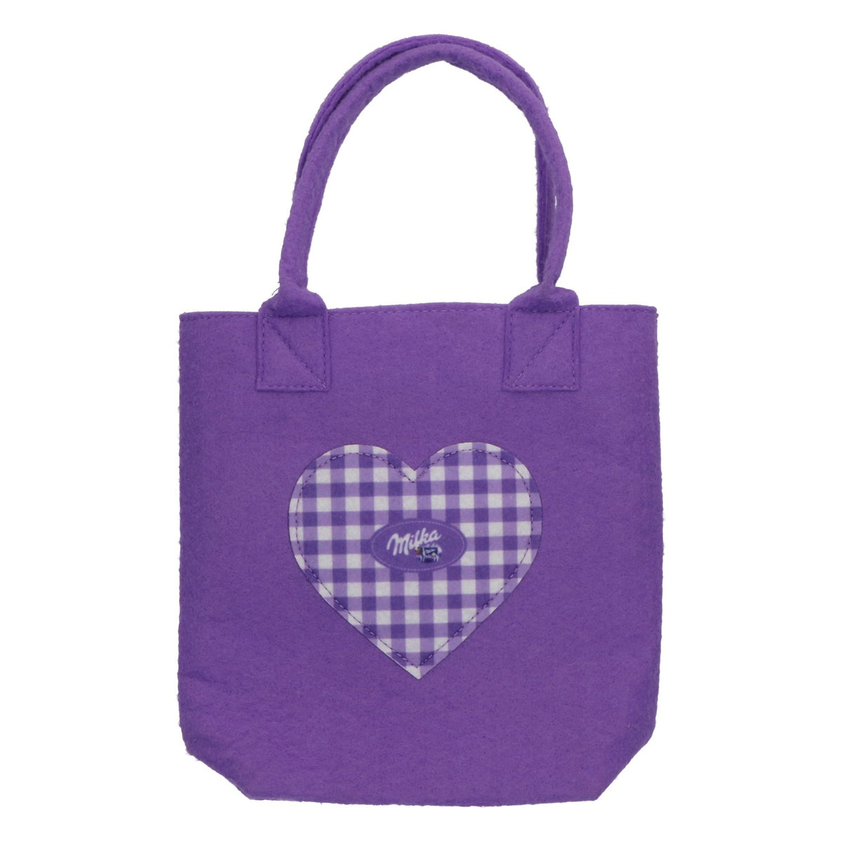 Borsa porta dolci Milka in feltro, piccola, con mucca e cuore, viola, da regalo – Vista 2