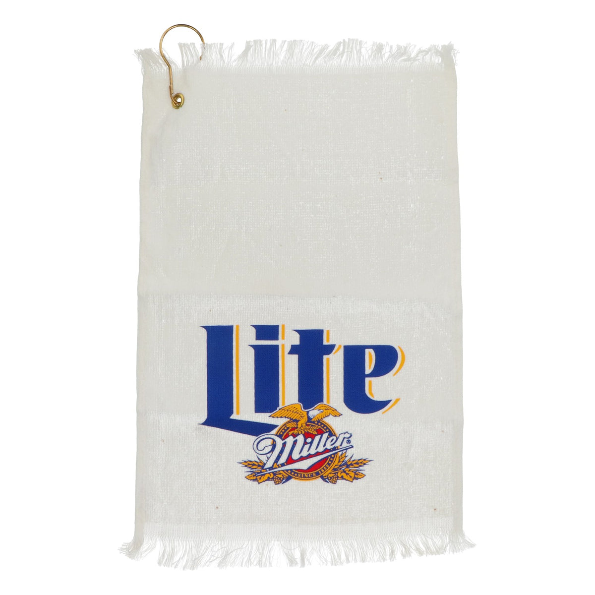 Asciugamano Miller Beer, asciugamano da golf con moschettone, bianco, in cotone – Vista 2