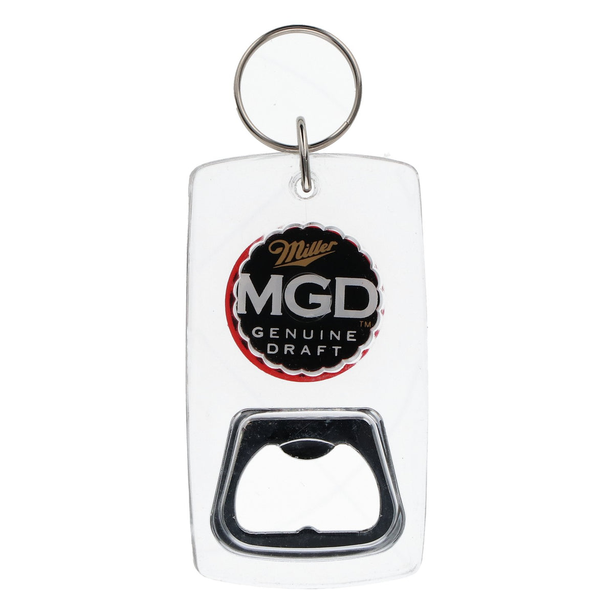 Miller MGD: portachiavi apribottiglie con tappo a corona, in plastica trasparente – Vista 3
