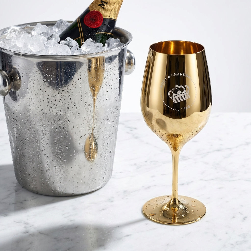 Bicchiere da champagne Moët & Chandon 0,6 l Bicchiere da vino in vetro vero Oro Nuovo logo – Vista 2