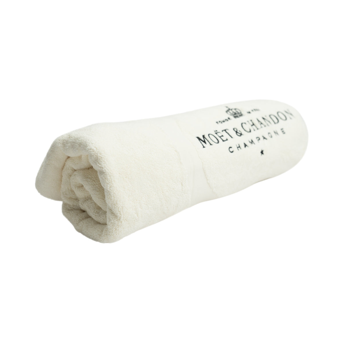 Moet Chandon Champagne Telo mare beige ricamato Spiaggia Be Fabulous
