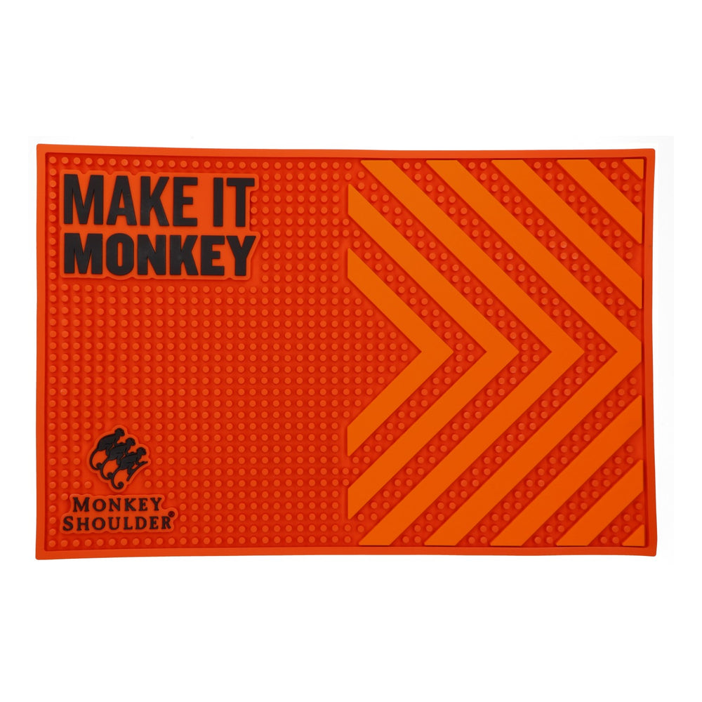 Tappetino da bar Monkey Shoulder per whisky 45x30 cm, nuovo, in gomma arancione, tappetino sgocciolatore, runner