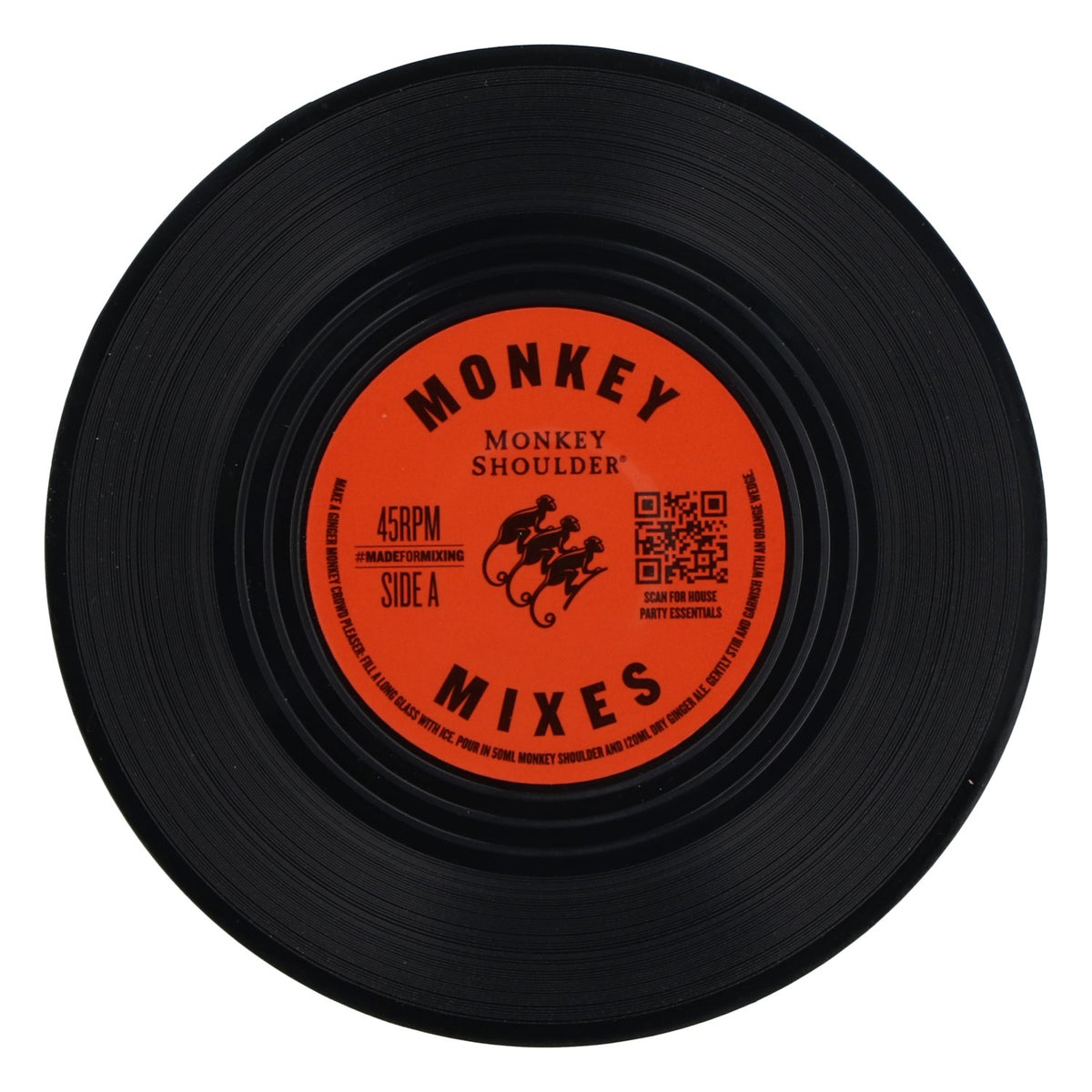 Sottobicchiere per whisky Monkey Shoulder, diametro 10,5 cm, nuovo, in ceramica nera – Vista 2