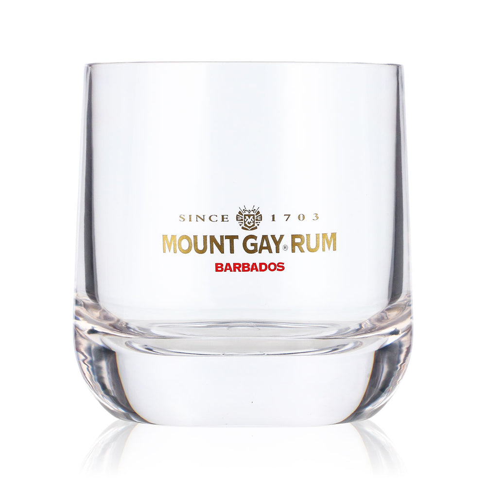Bicchiere da rum Mount Gay da 0,25 l, bicchiere tumbler, bicchiere di plastica riutilizzabile, bicchiere da whisky in plastica
