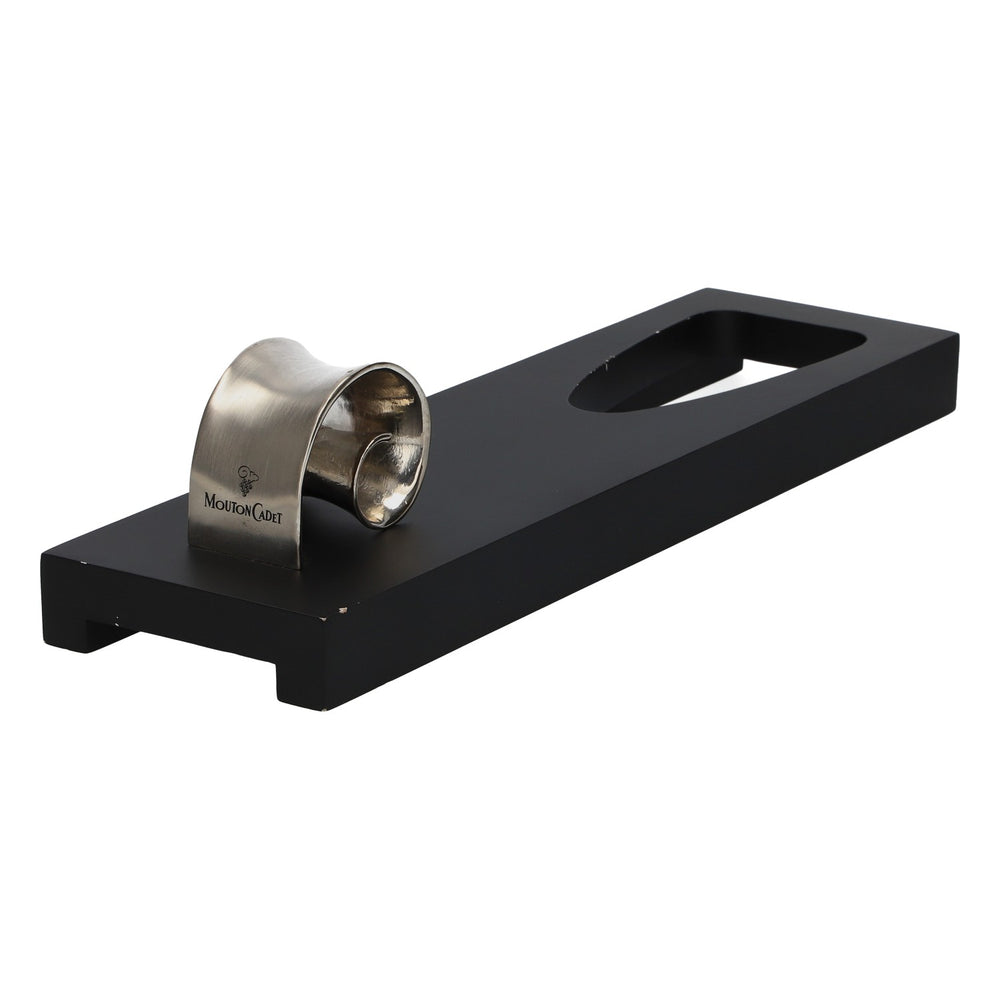 Portabottiglie da tavolo Mouton Cadet, nero, con staffa in metallo, idea regalo