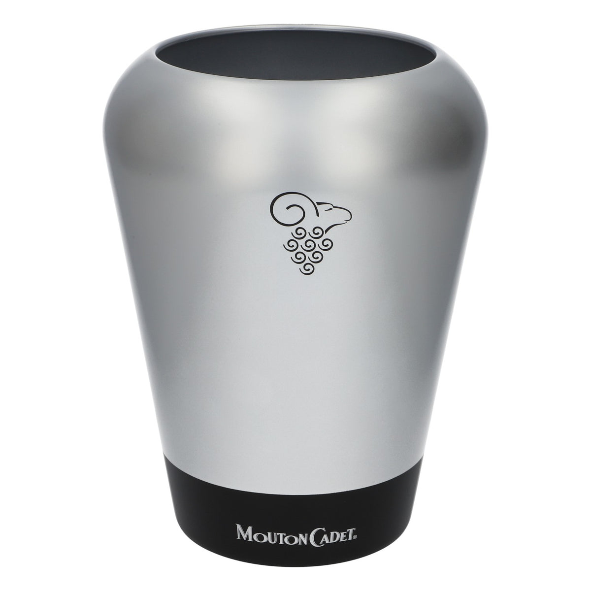 Mouton Cadet: portabottiglie refrigerante con contenitore per cubetti di ghiaccio, in plastica argentata