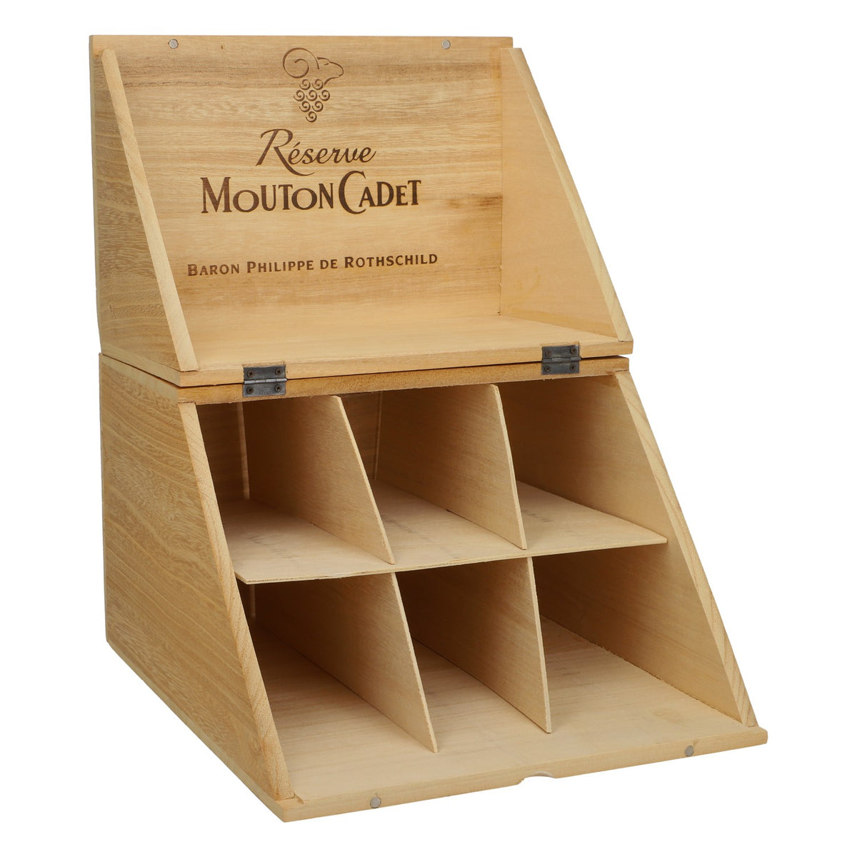 Cassa di legno decorativa per vino Mouton Cadet 27,5x18,5x32 cm  Riserva