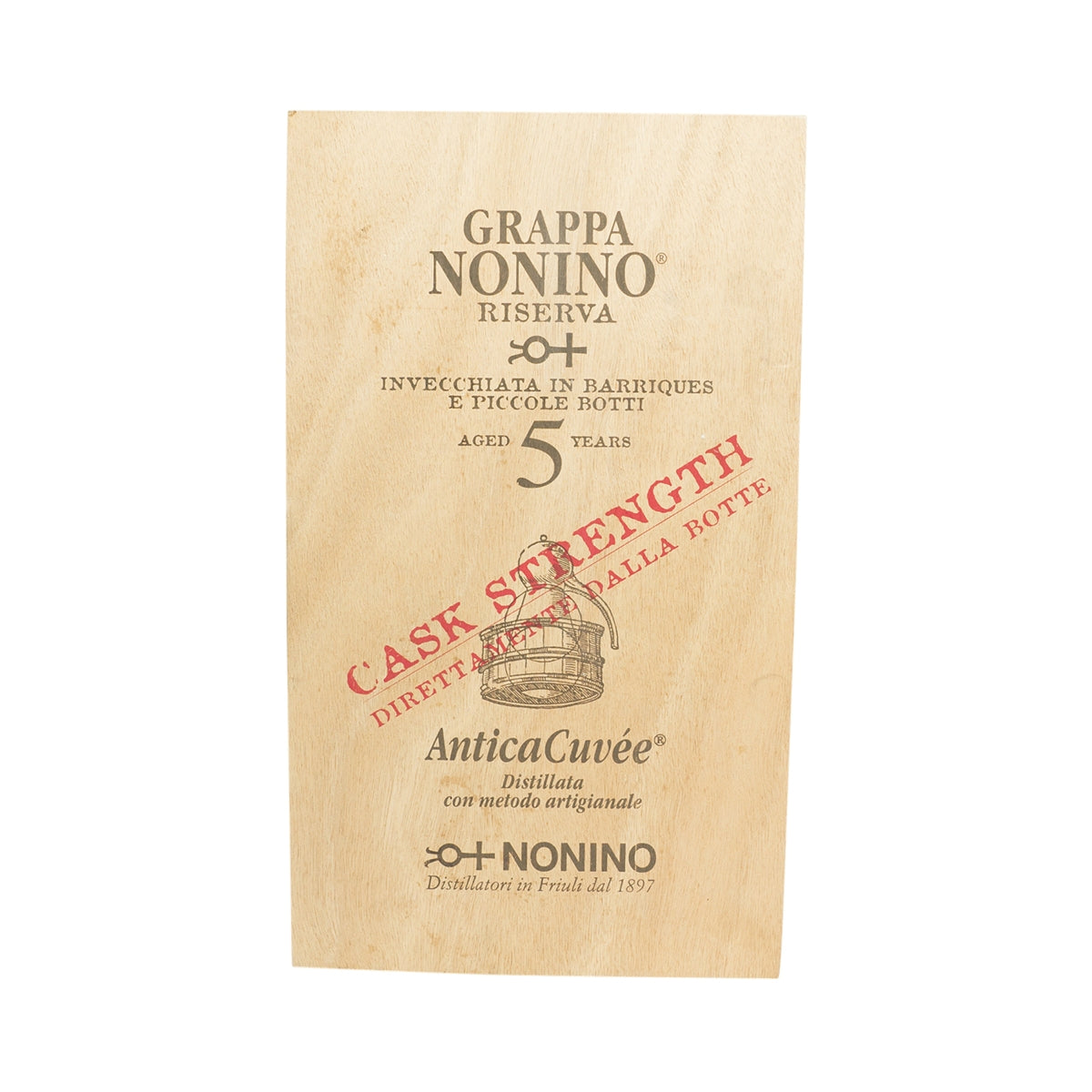 Nonino Grappa Riserva Scatola in legno naturale 40x23x24cm Scatola decorativa Espositore