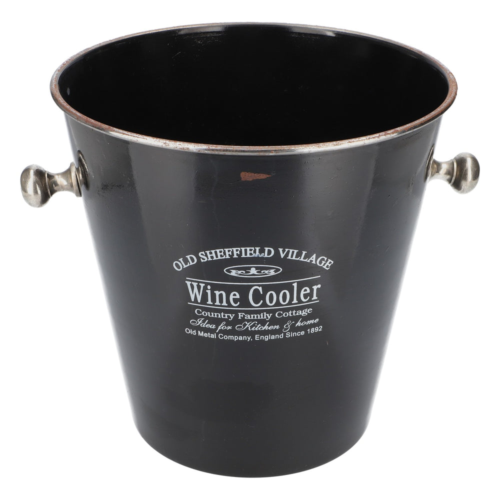Old Sheffield Vintage  Raffredda bottiglie Raffredda vino Secchiello per il ghiaccio Nero con manico