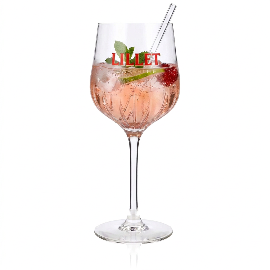 Bicchiere originale Lillet Signature da 0,45 l Bicchiere da aperitivo con tacca di calibrazione e raffinato design in rilievo
