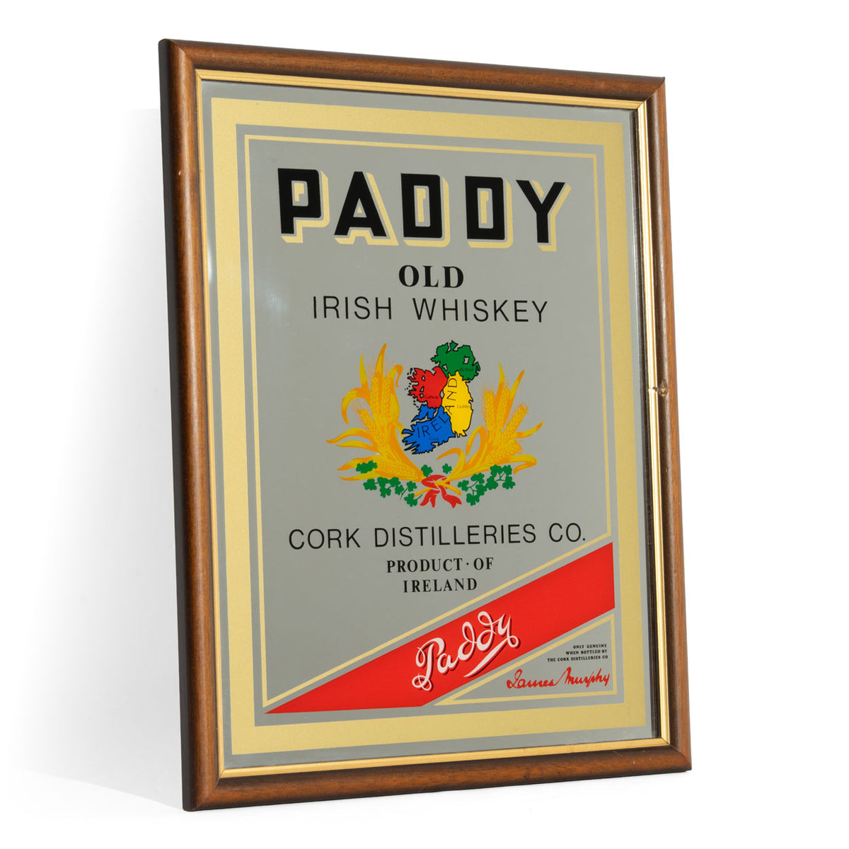 Specchio Paddy Whiskey Specchio pubblicitario Accessori da bar Decorazione da parete Cornice marrone