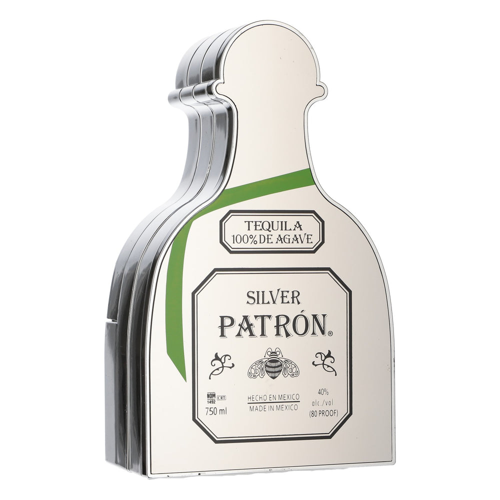 Vassoio da servizio Patron Tequila a forma di bottiglia, 3 ripiani estraibili, argento