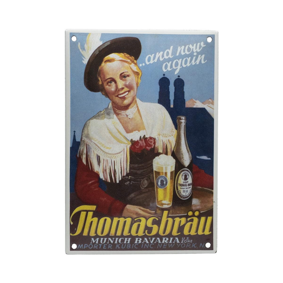 Targa in latta smaltata della birra Paulaner Thomasbräu da collezione, edizione limitata, certificata