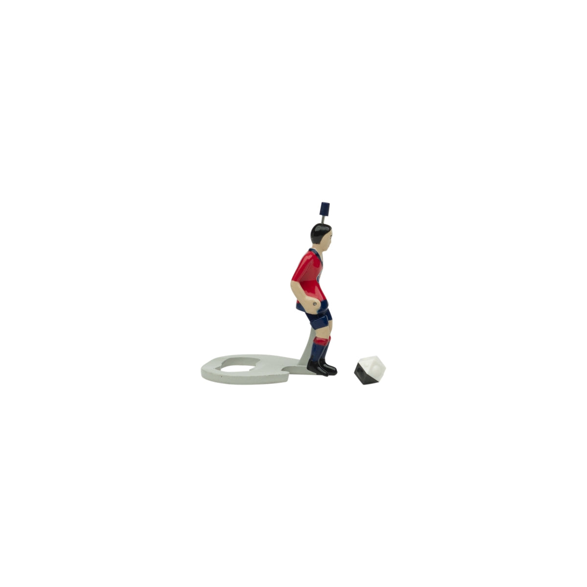 Apribottiglie Paulaner con figura Tipp Kick con pallone rosso e maglia da calciatore – Vista 2