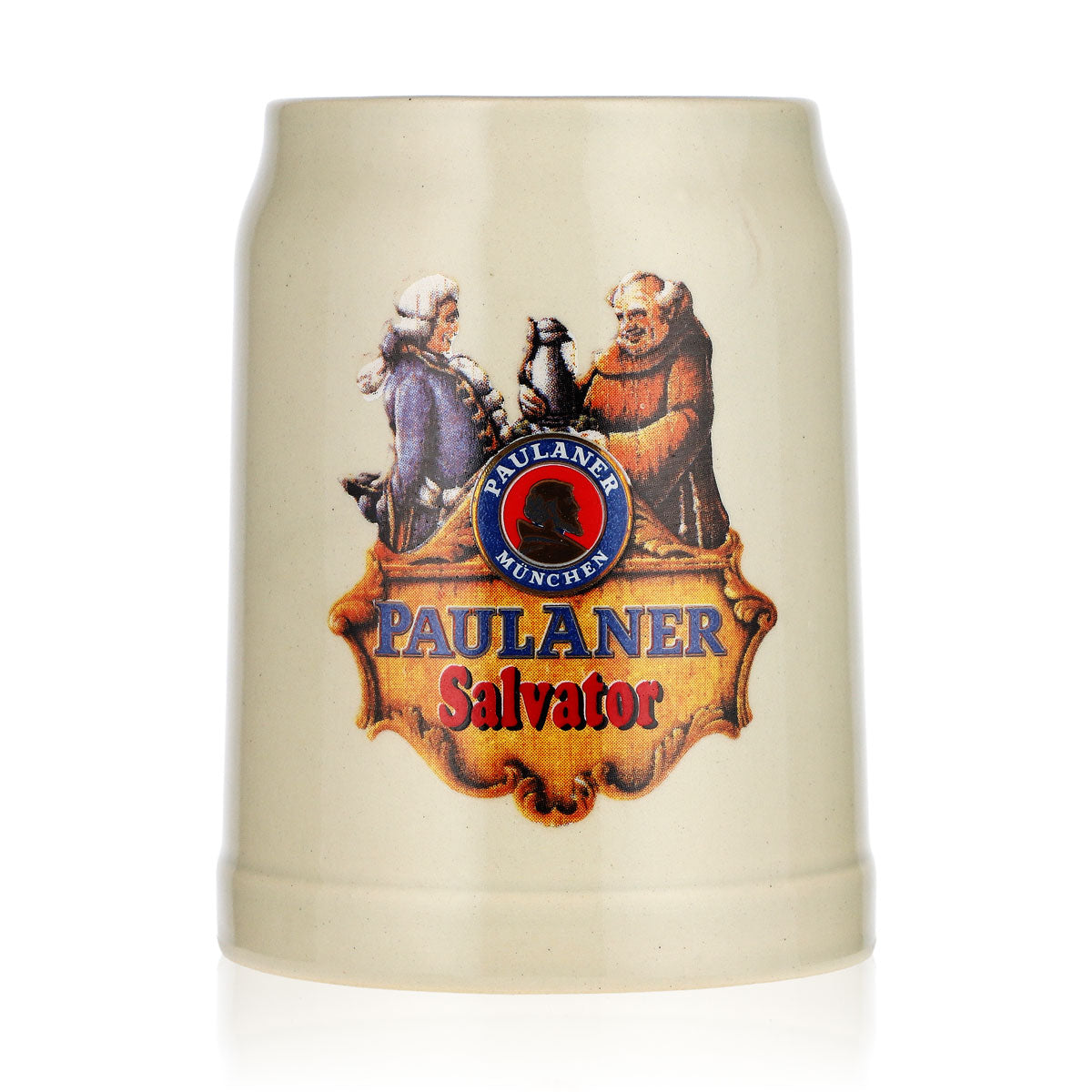 Bicchiere da birra Paulaner da 0,25 l, boccale in terracotta Salvator, boccale da birra bianca in terracotta, mini boccale in terracotta