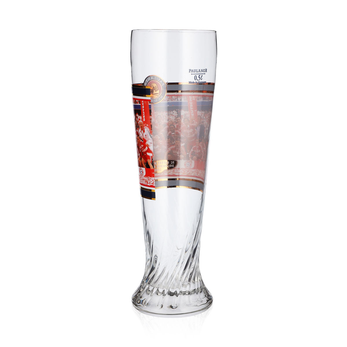 Bicchiere da birra Paulaner da 0,5 l, FC Bayern Monaco, campione di Germania 2008, con rilievo – Vista 3
