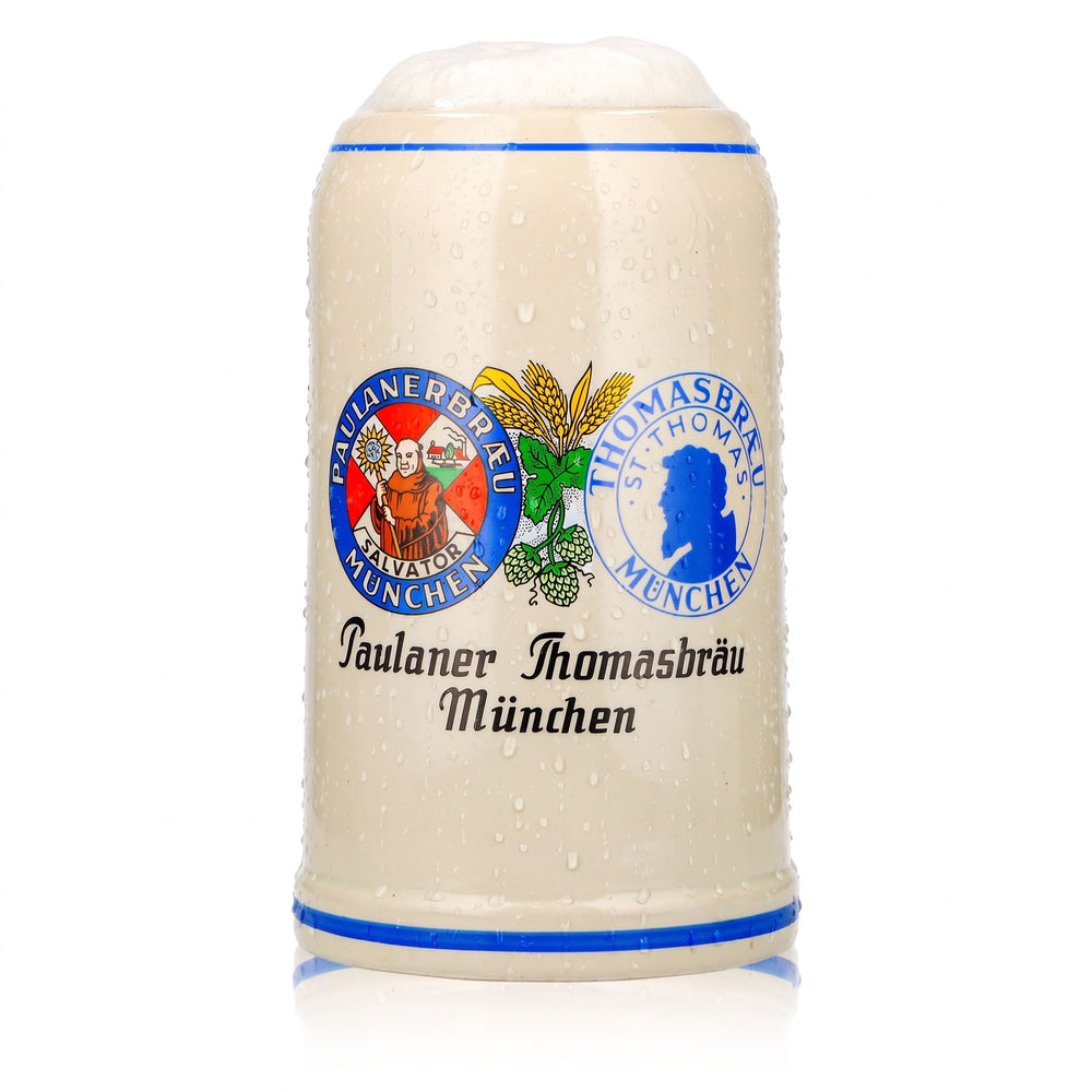 Bicchiere da birra Paulaner, boccale in terracotta da 1 l, bicchiere da birra Thomasbräu Monaco di Baviera, Rastal, terracotta