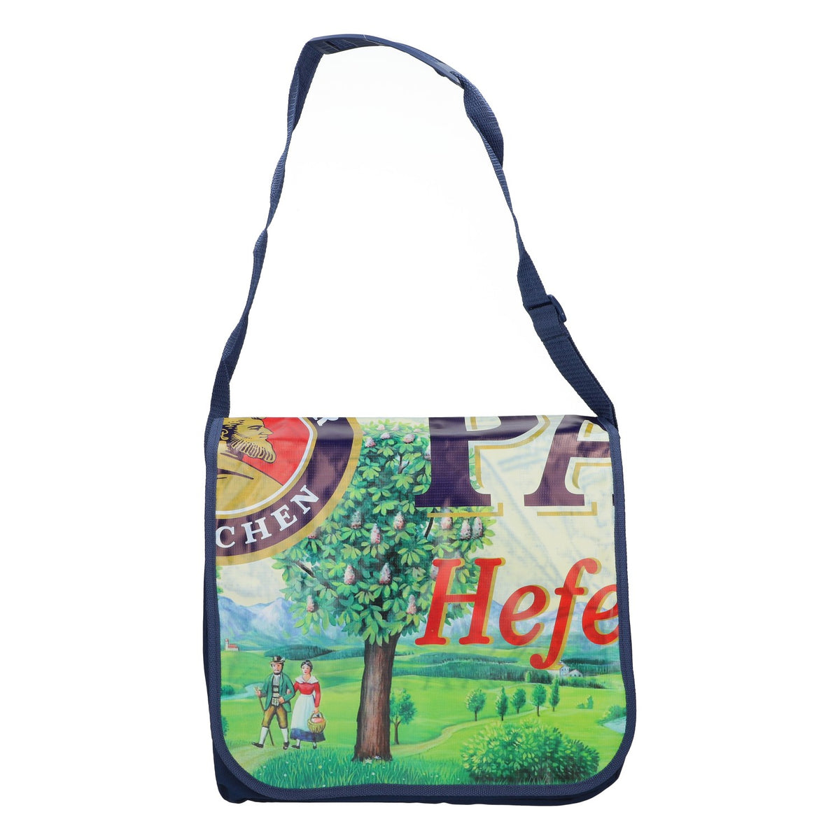 Borsa a tracolla Paulaner con motivo “Hefe”, blu, nuova, originale, per i fan di Paulaner