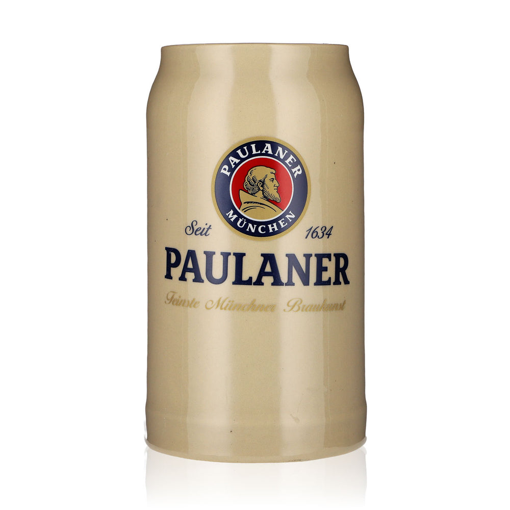 Paulaner, boccale in vetro, boccale da birra bianca in terracotta, boccale da birra in ceramica, 1,0 l, boccale da birra, bicchiere da birra