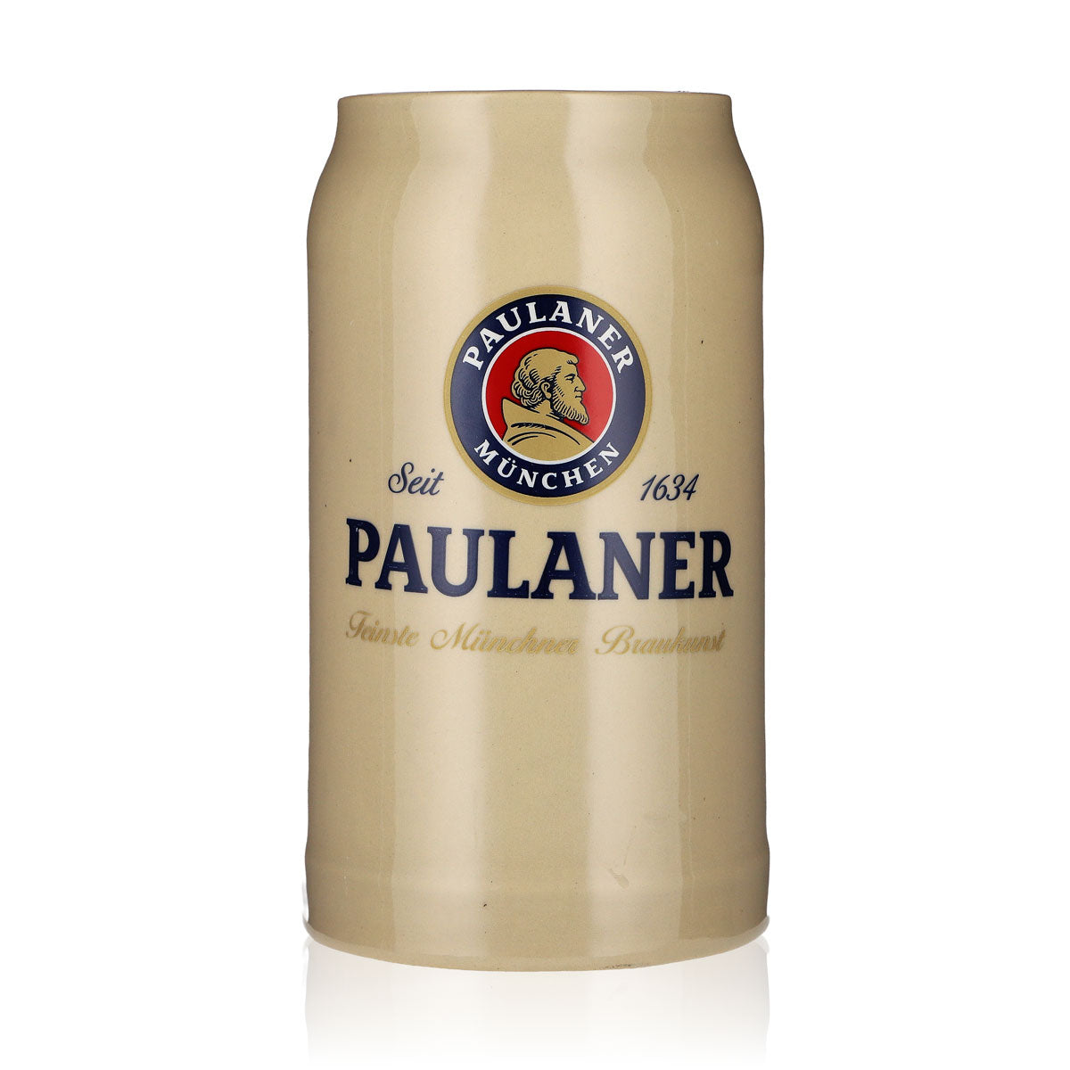Paulaner, boccale in vetro, boccale da birra bianca in terracotta, boccale da birra in ceramica, 1,0 l, boccale da birra, bicchiere da birra