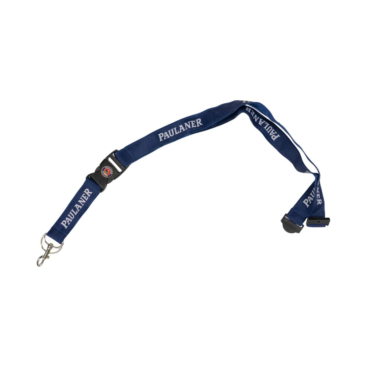 Lanyard Paulaner con portabadge blu, moschettone e catena accessoria