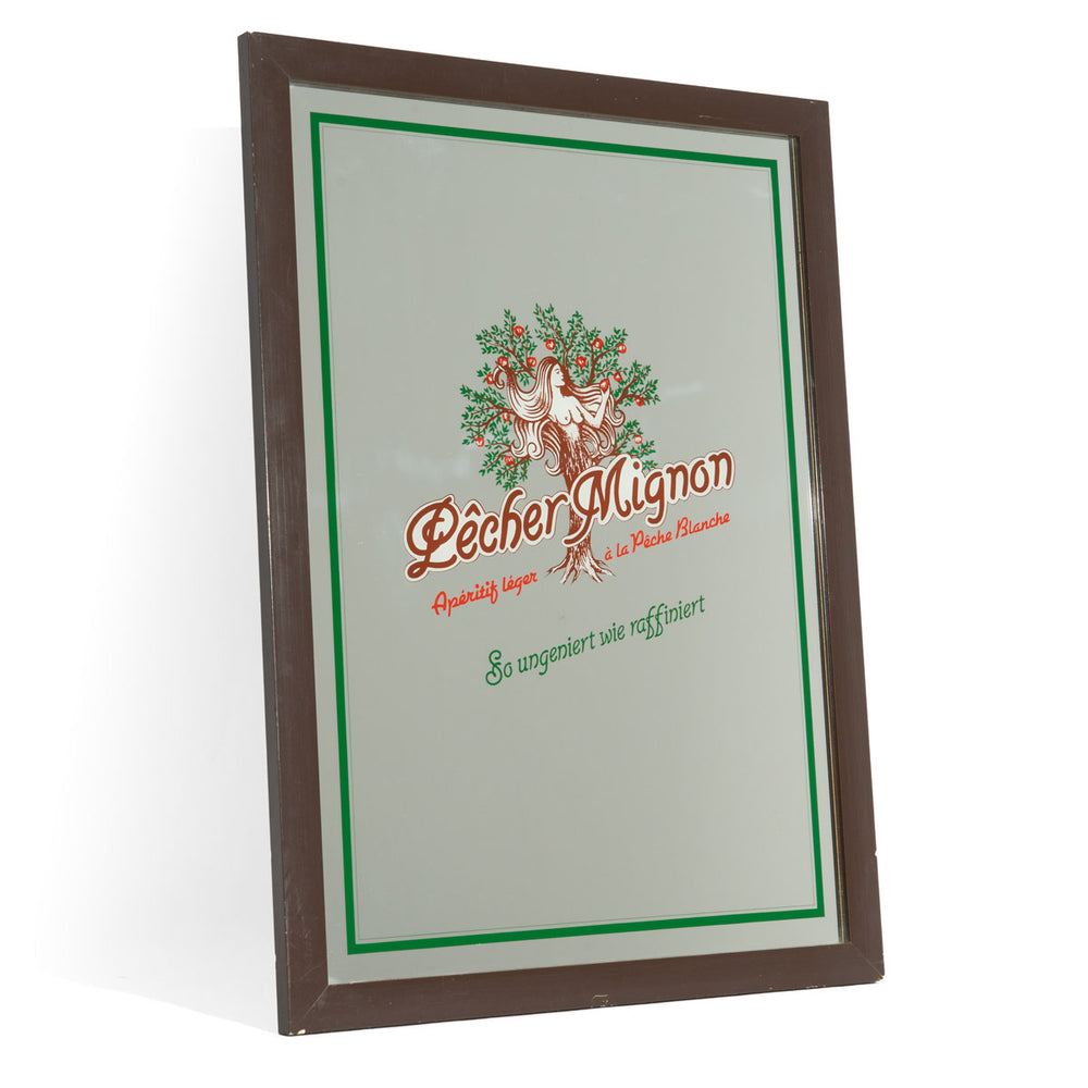 Pecher Mignon Liquore Specchio Specchio pubblicitario Accessori da bar Decorazione da parete Cornice marrone