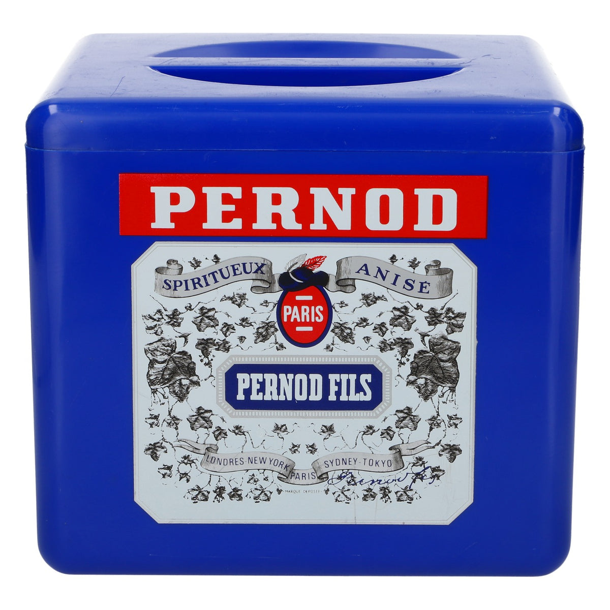 Pernod Retro: refrigeratore per bottiglie, contenitore per il ghiaccio blu con coperchio, accessori da bar, articoli di marca – Vista 2