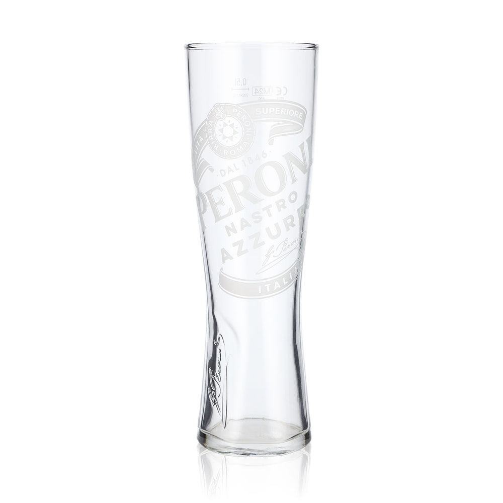 Bicchiere da birra Peroni 0,5 l Bicchiere a calice "Nastro Azzuro" con firma in rilievo sul fondo