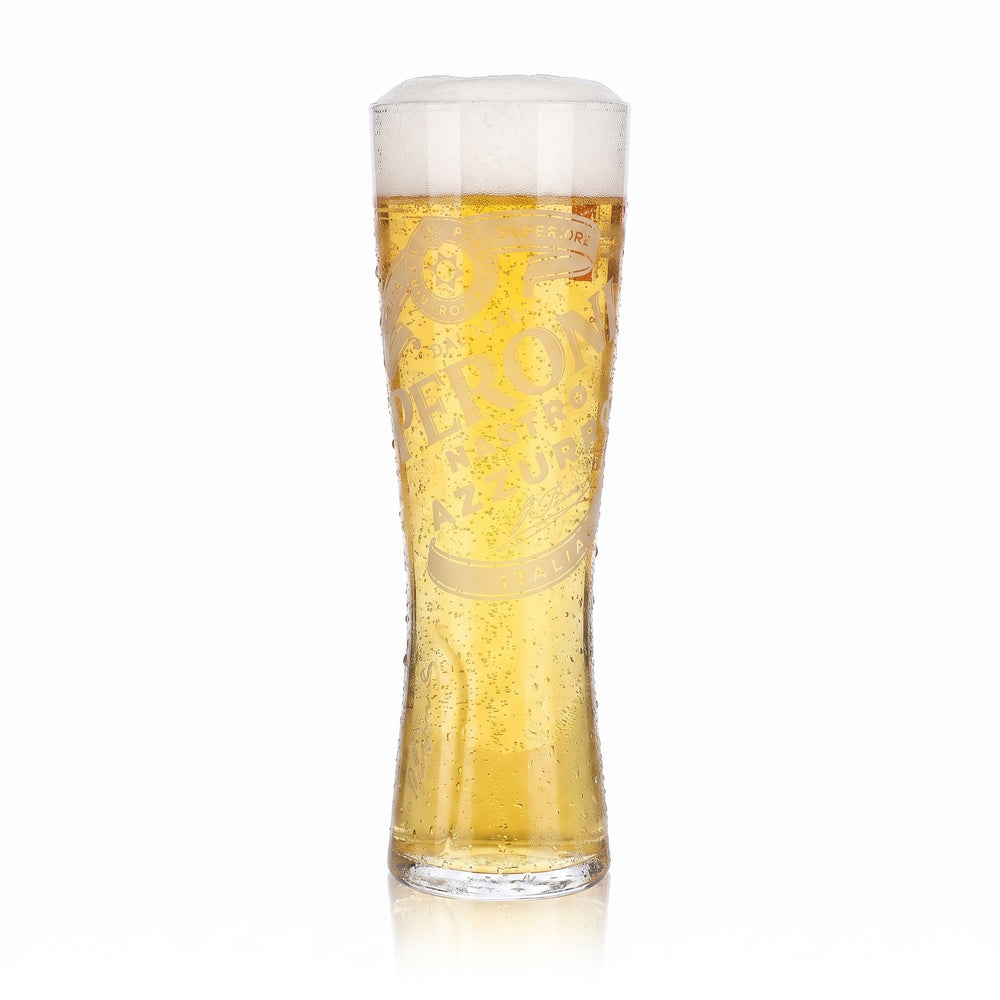 Bicchiere da birra Peroni da 0,5 l, a calice, con logo rosso verticale (Signature)