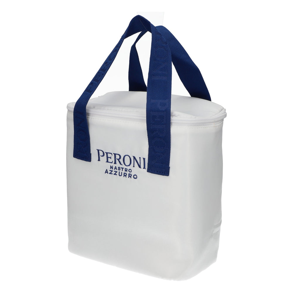 Borsa termica per birra Peroni, bianca, in poliestere, Nastro Azzurro, nuova