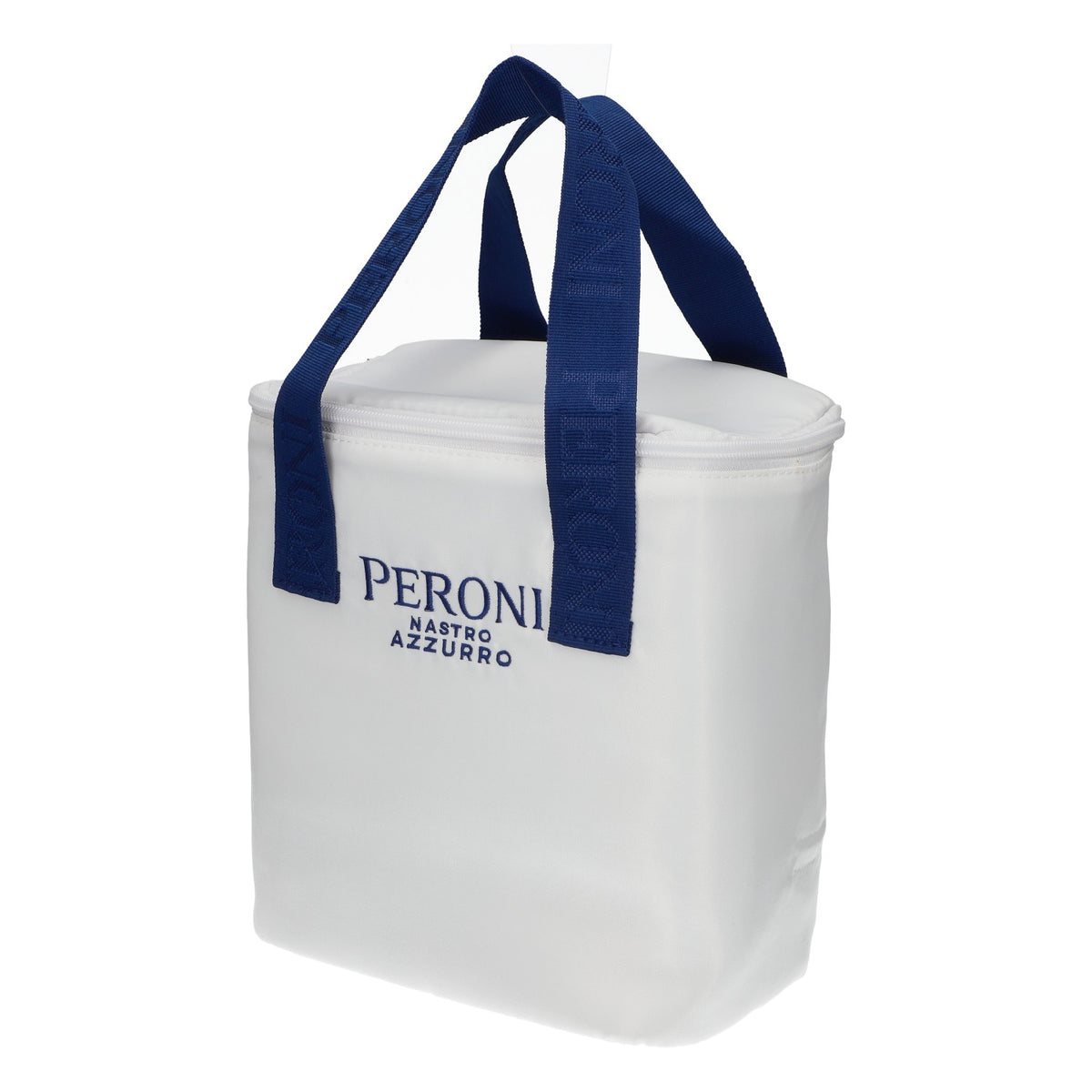 Borsa termica per birra Peroni, bianca, in poliestere, Nastro Azzurro, nuova