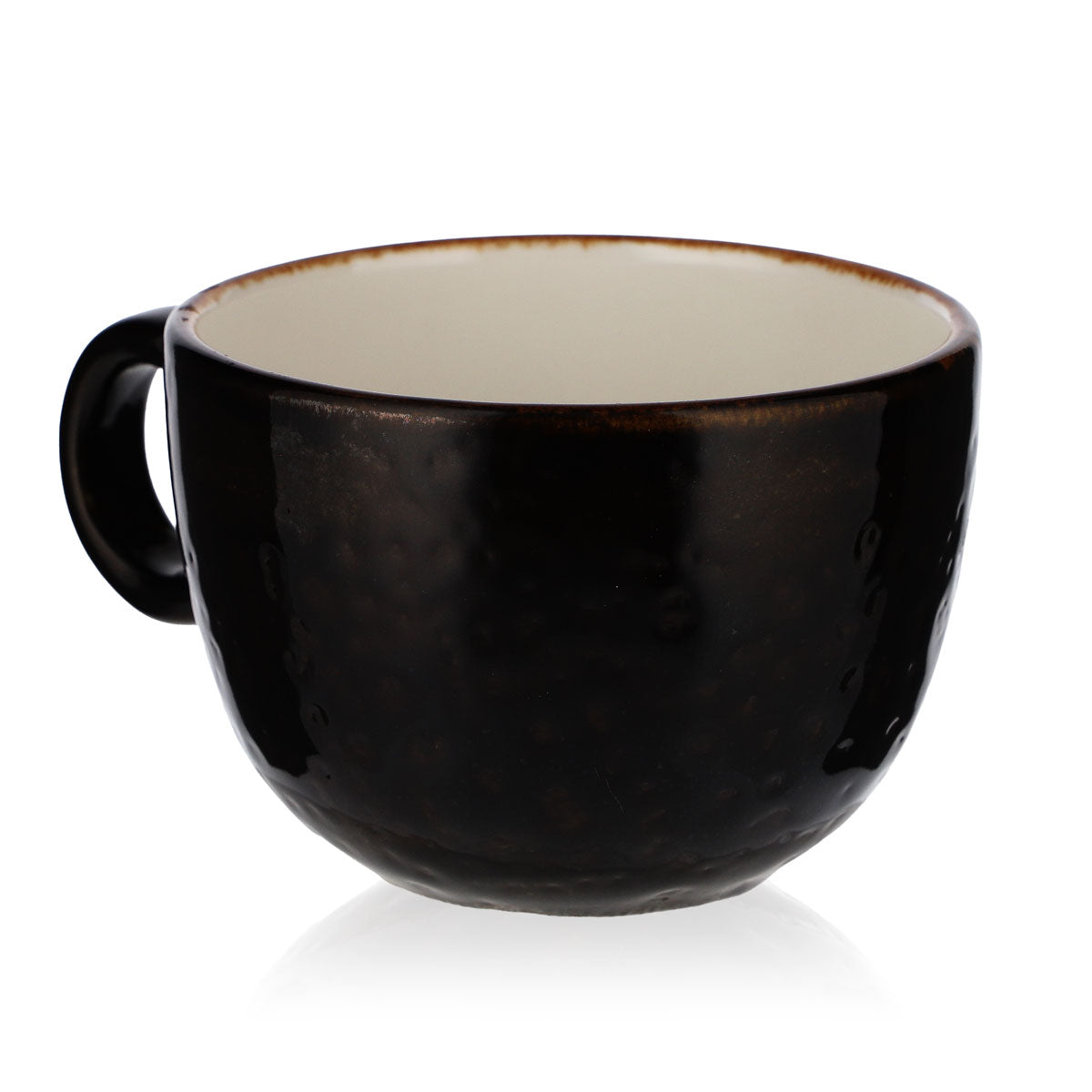 Porcellana  Tazza da caffè Tazza da latte con manico Nero opaco – Vista 6