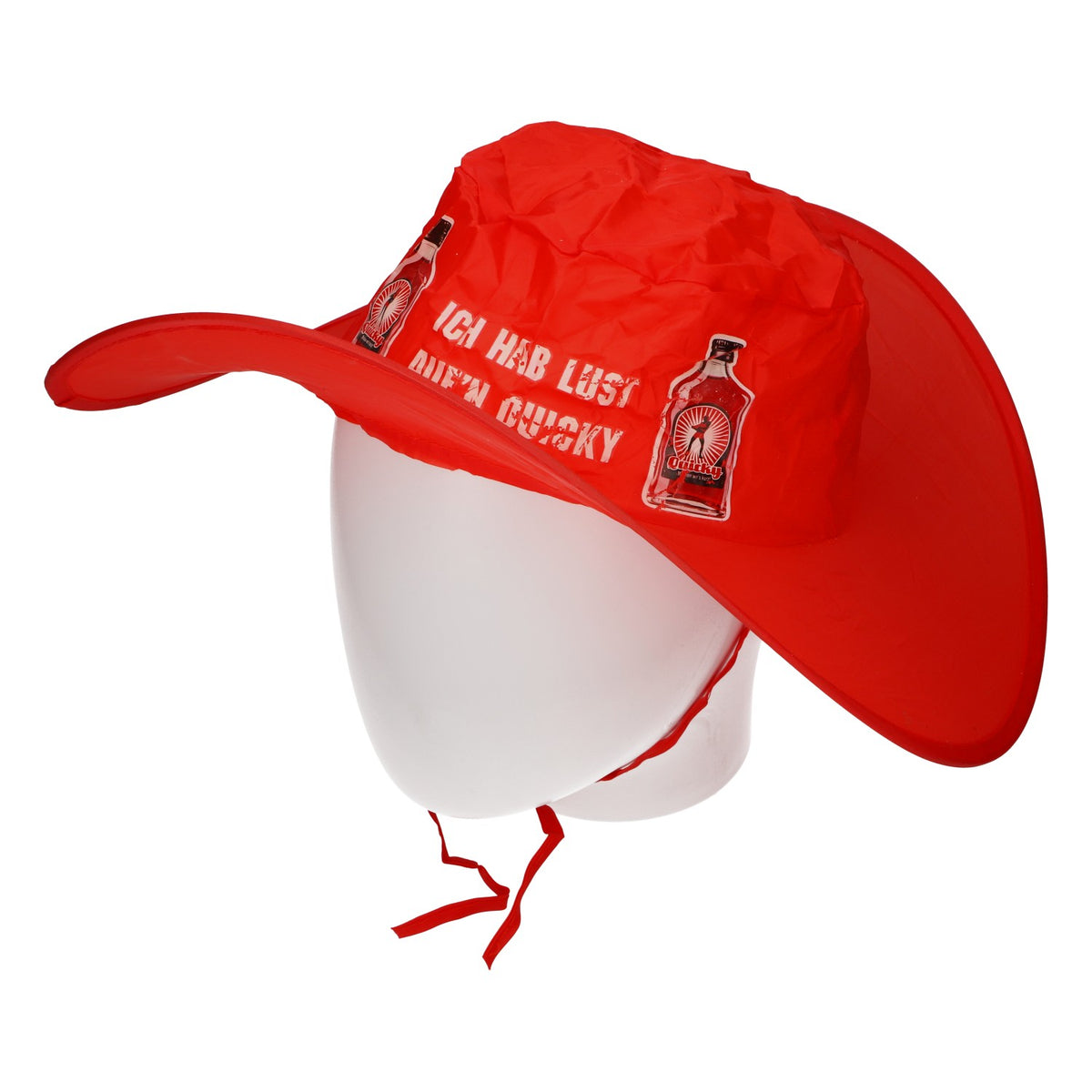 Cappello da festa Quicky con liquore, pieghevole, rosso, con custodia da tasca, per festival e addio al nubilato/celibato – Vista 3