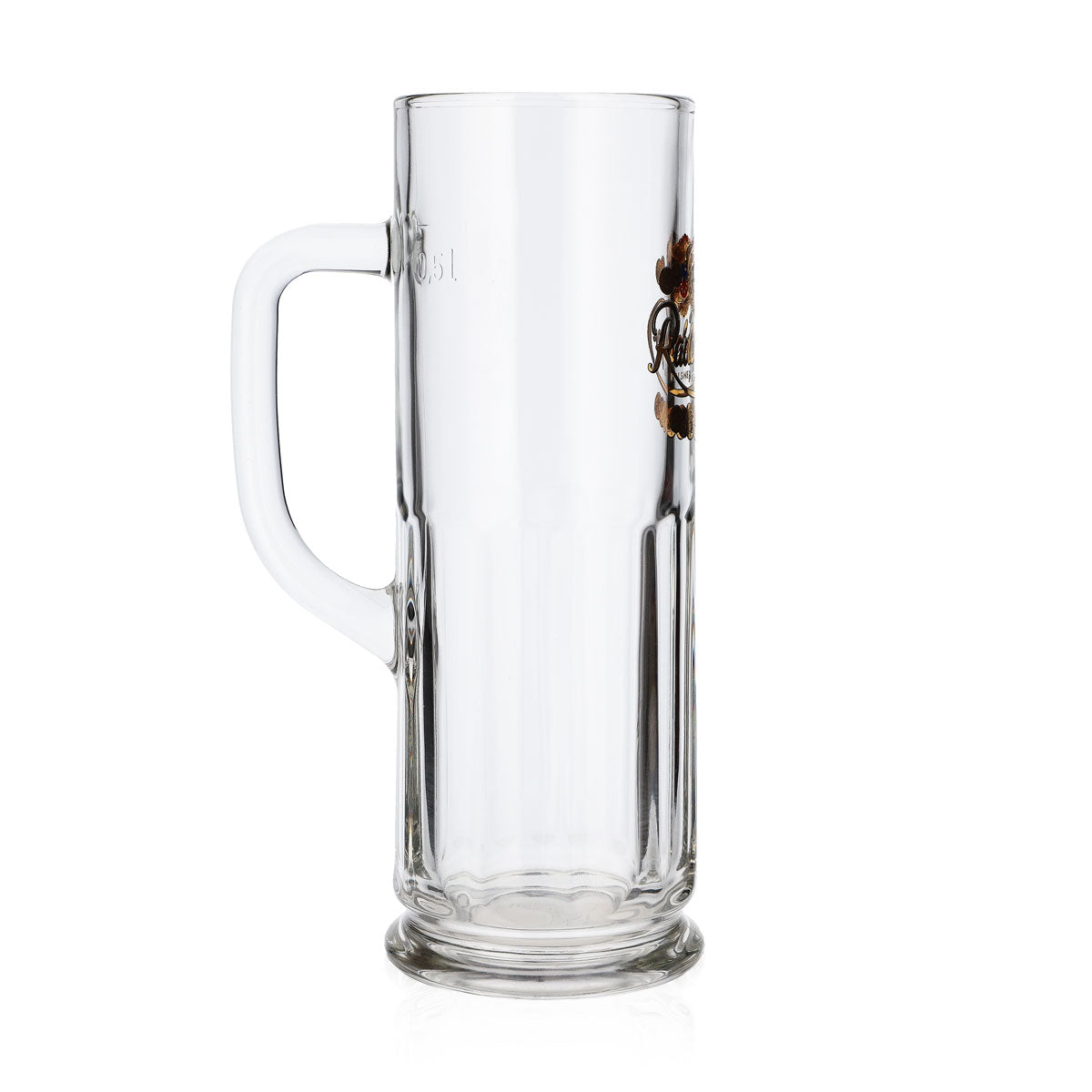 Bicchiere da birra Radeberger da 0,5 l con logo dorato e stemma nella parte superiore – Vista 3
