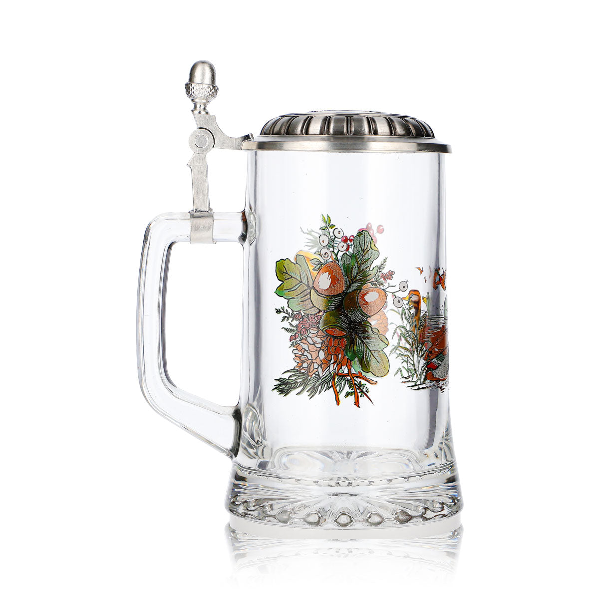 Bicchiere da birra Rastal da 0,5 l con coperchio in stagno e anatre – Vista 3