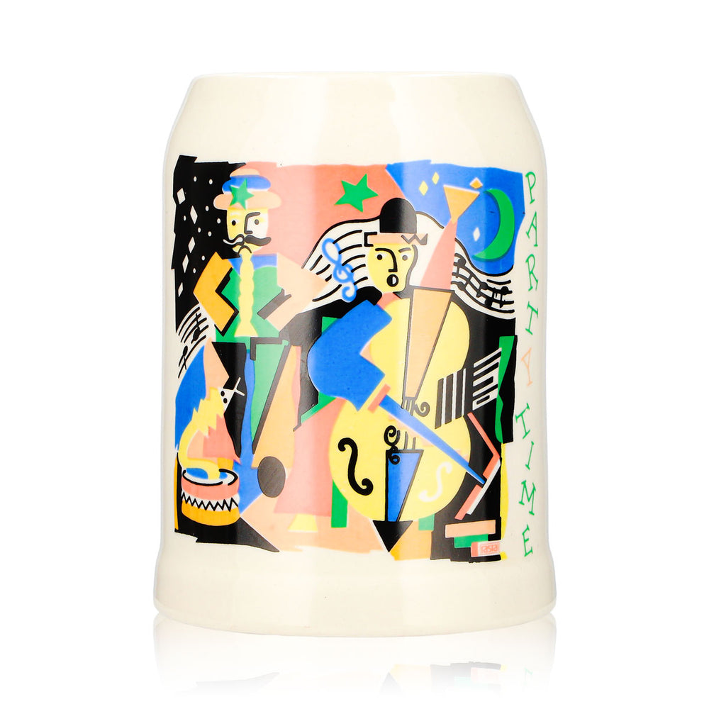 Bicchiere da birra Rastal da 0,5 l, boccale in terracotta "Partytime", arancione/giallo