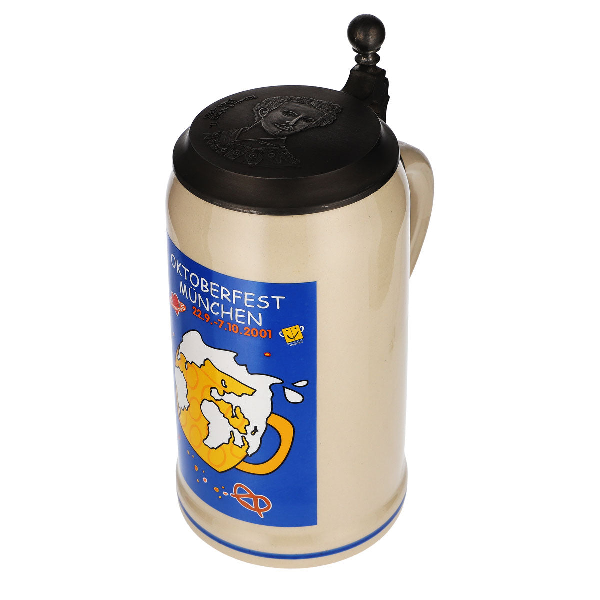 Boccale da birra Rastal 1,0 l in terracotta Oktoberfest Monaco di Baviera 2001 con coperchio in stagno Rastal – Vista 5