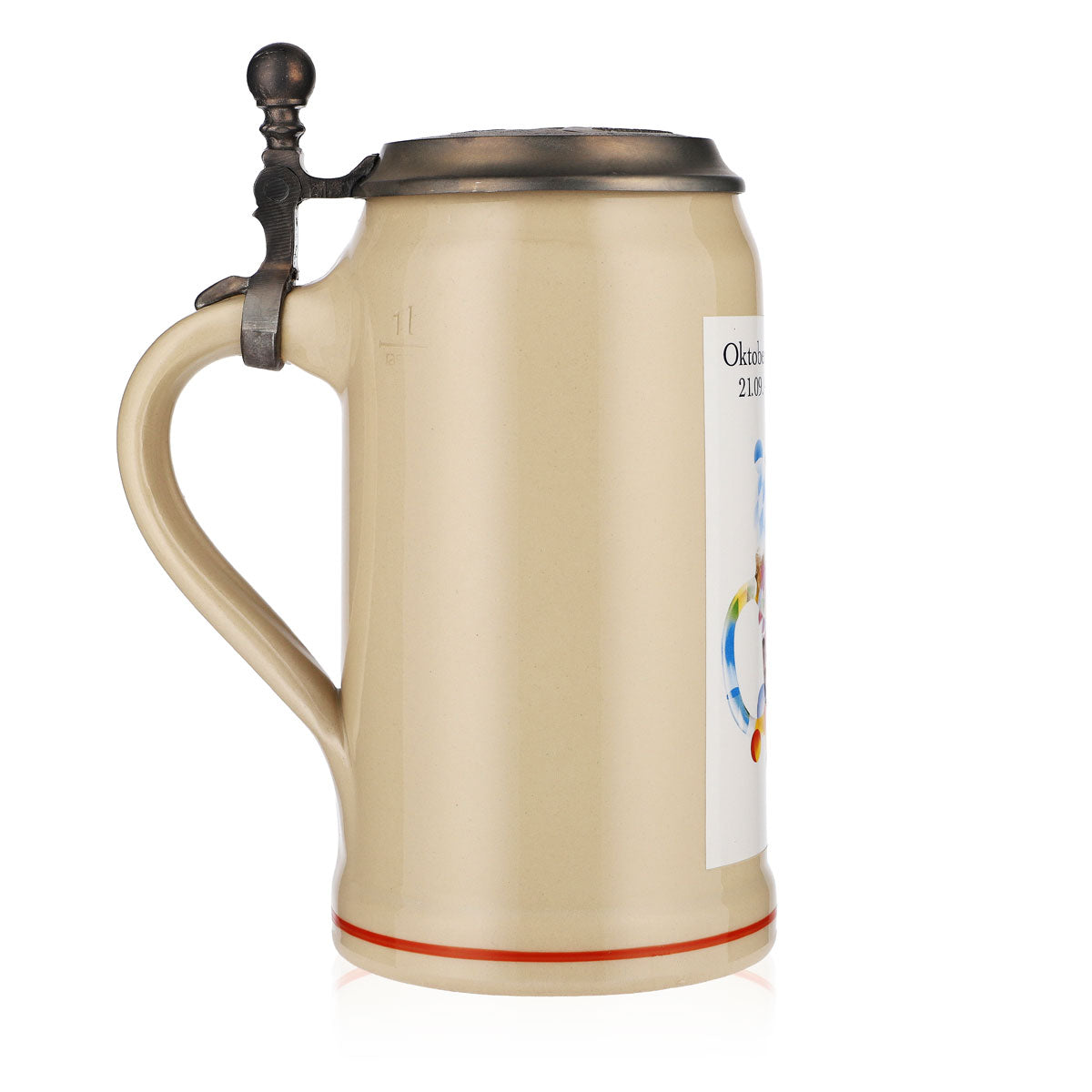 Boccale da birra Rastal in ceramica/argilla Oktoberfest Monaco 2013  Coperchio in peltro – Vista 3