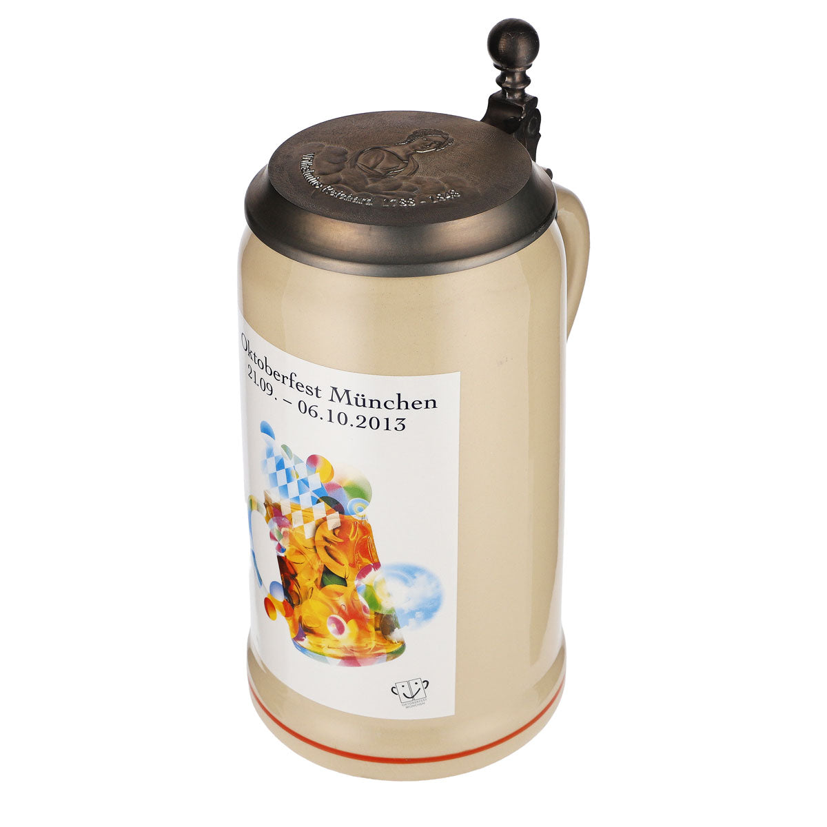Boccale da birra Rastal in ceramica/argilla Oktoberfest Monaco 2013  Coperchio in peltro – Vista 5