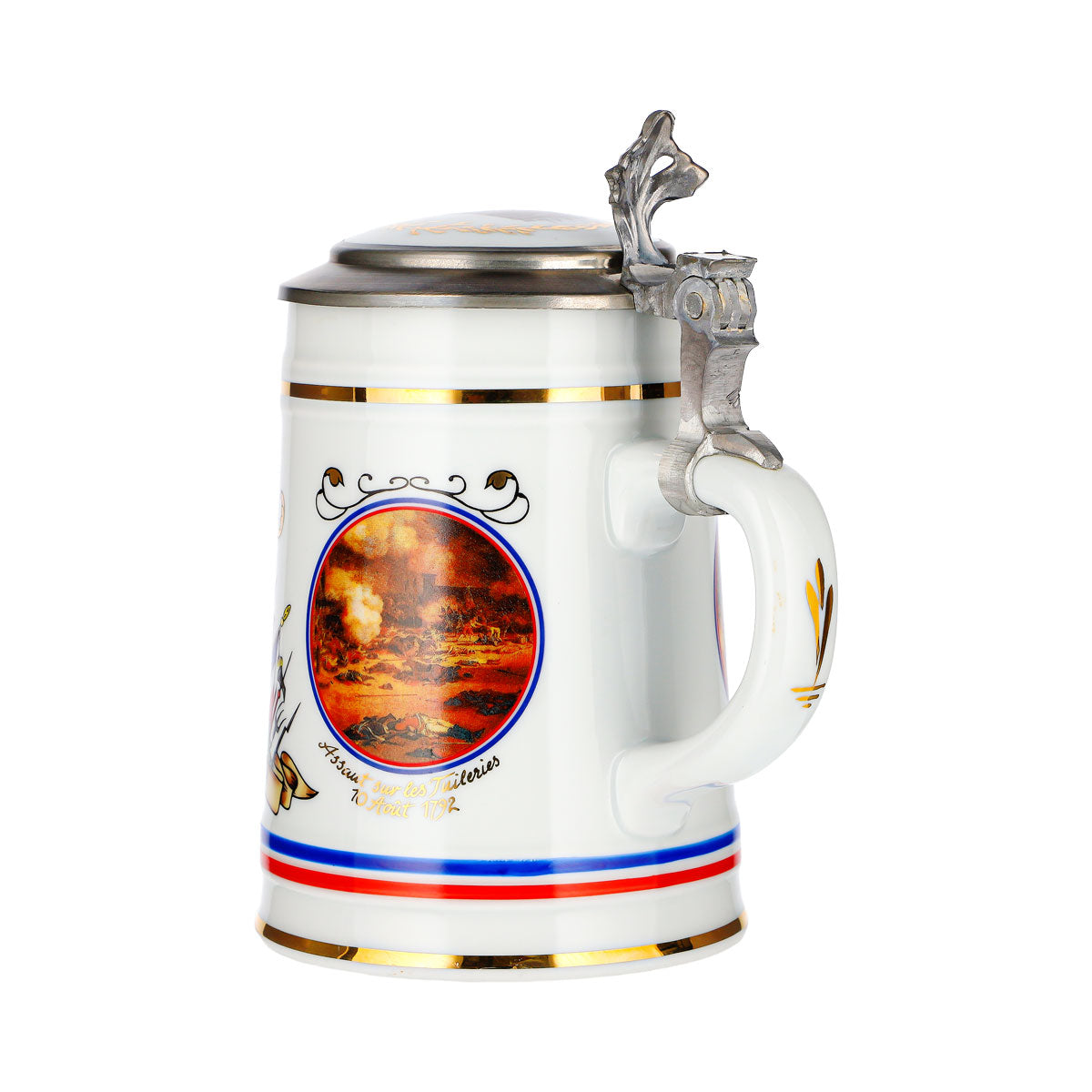 Boccale da birra Rastal “Rivoluzione francese” con coperchio in stagno, vetro e ceramica – Vista 4