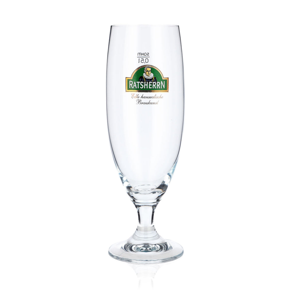 Bicchiere da birra Ratsherrn da 0,5 l, bicchiere a coppa con logo verde, bicchiere da birra Sahm, bicchiere da Pils, bicchiere da pinta