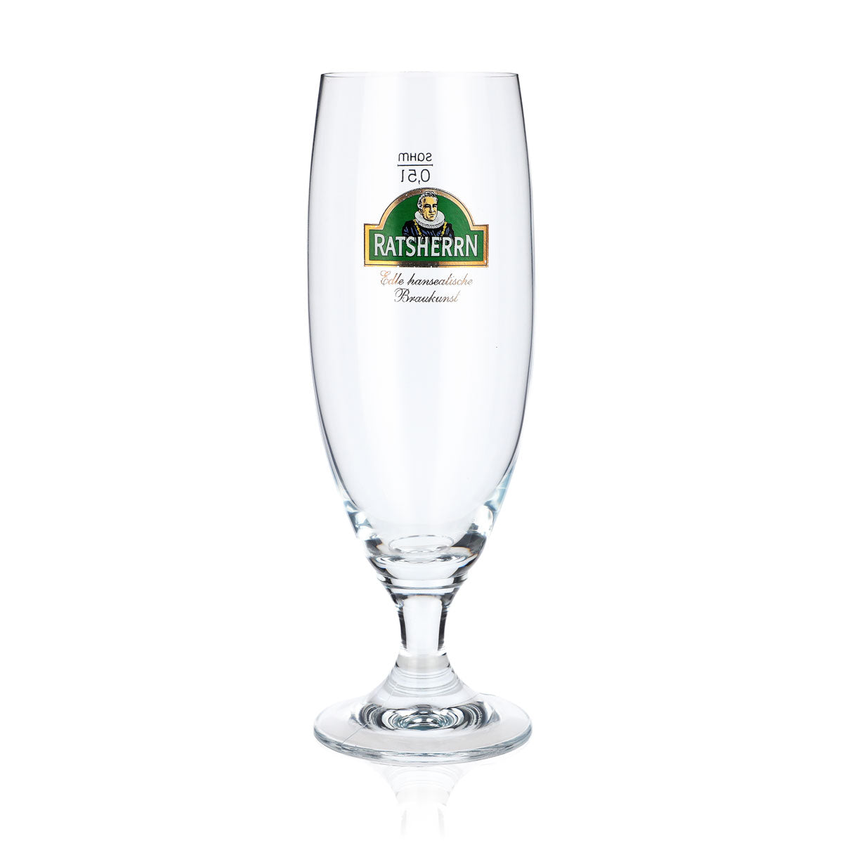 Bicchiere da birra Ratsherrn da 0,5 l, bicchiere a coppa con logo verde, bicchiere da birra Sahm, bicchiere da Pils, bicchiere da pinta