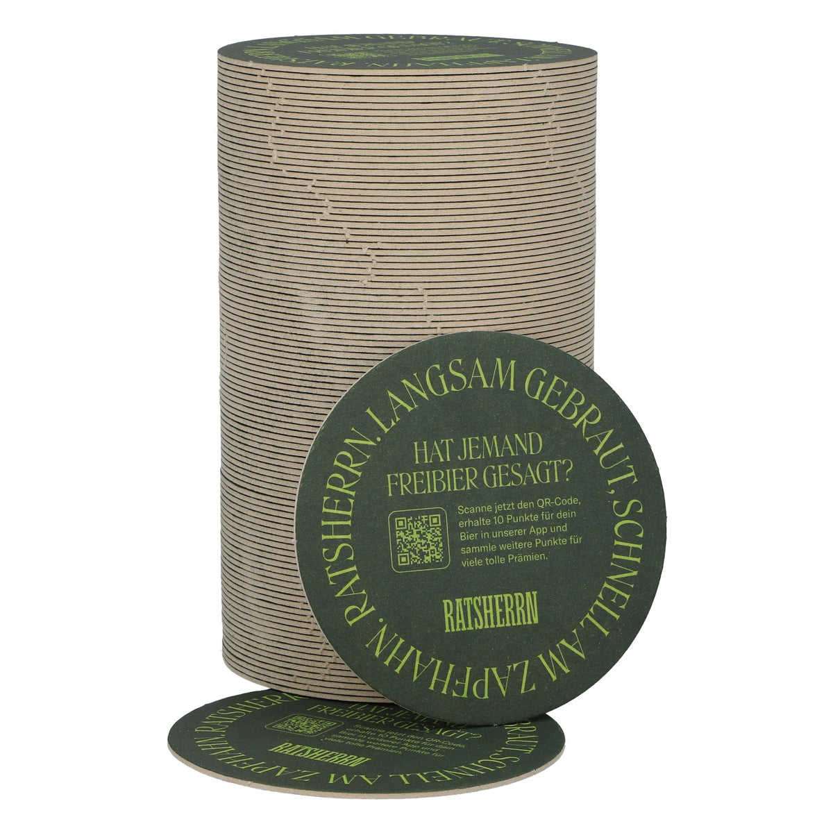 Sottobicchiere da birra "Ratsherrn" verde, nuovo, in carta, sottobicchiere per bicchieri