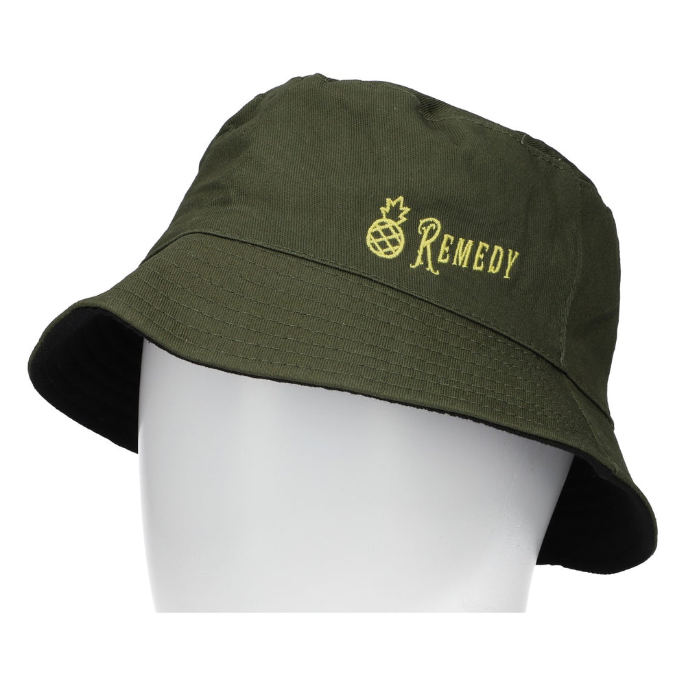 Cappello da pescatore Remedy Rum Indossabile su entrambi i lati Nero/Verde oliva Taglia unica unisex