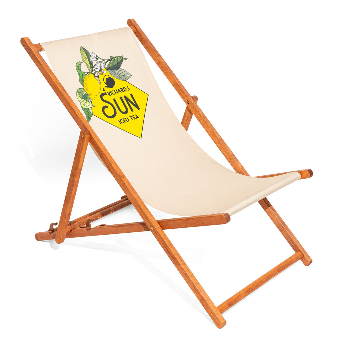 Richards Sun Sedia a sdraio da spiaggia beige gialla pieghevole in legno