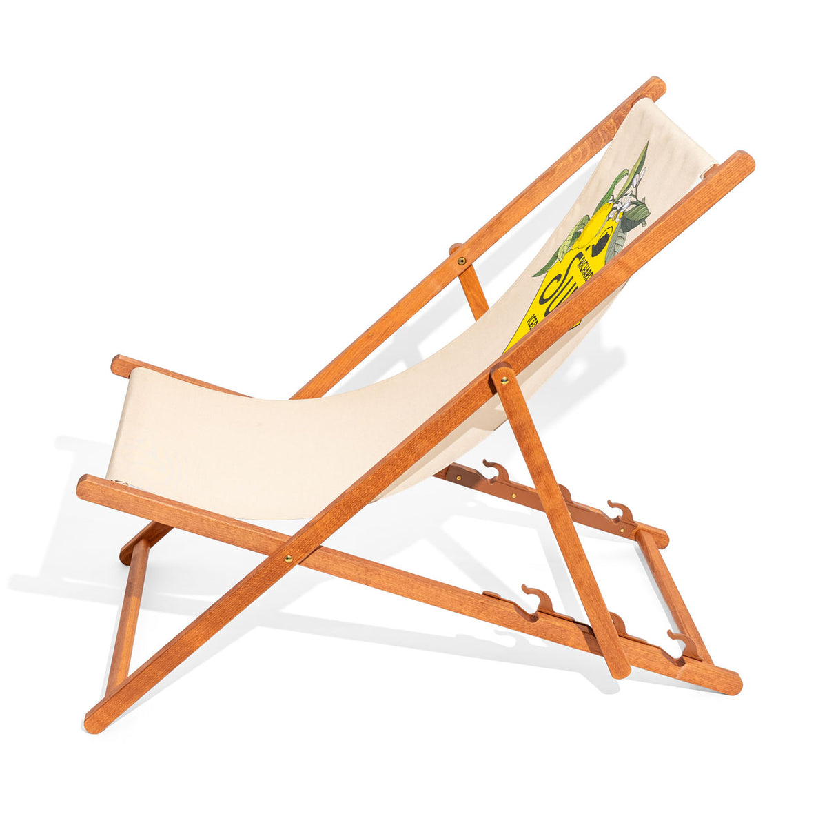 Richards Sun Sedia a sdraio da spiaggia beige gialla pieghevole in legno – Vista 3